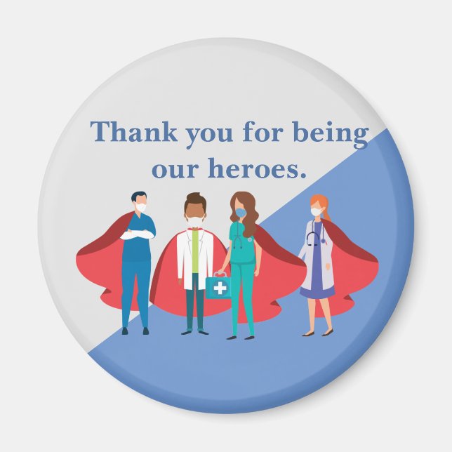 Thank You Healthcare Workers Hero Doctor Nurse Magnet (Front)