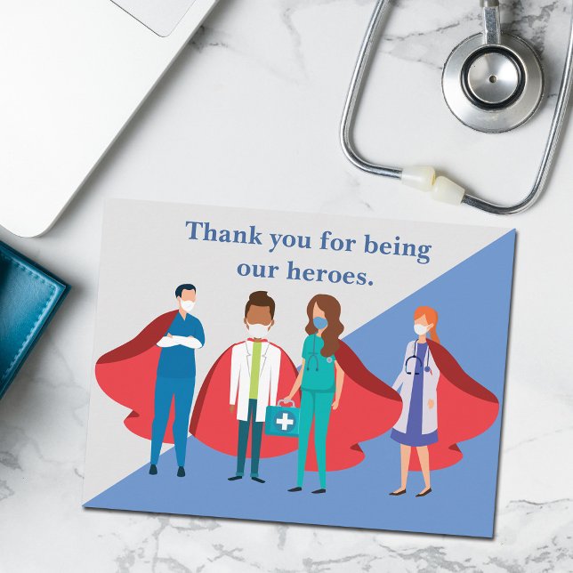 Thank You Healthcare Workers Hero Doctor Nurse Postcard (Creator Uploaded)