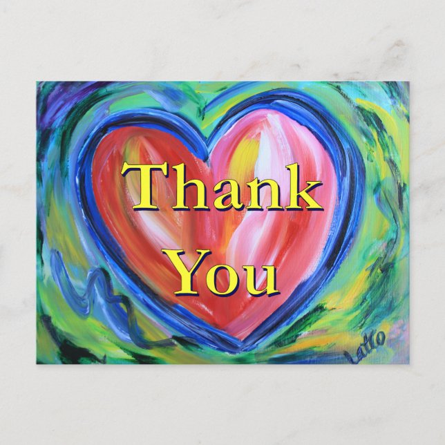Thank You Heart Art Postcard (Front)