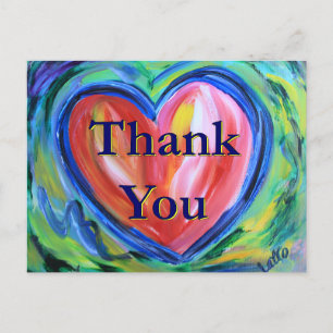 Thank You Heart Art Postcard