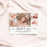 Thank You Heart Baby Photo Announcement Postcard<br><div class="desc">Modern serif bold font and photo.</div>
