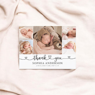 Thank You Heart Baby Photo Announcement Postcard