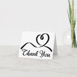 Thank You Heart Black And White Wedding Love Card