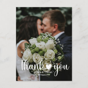 Thank you heart Minimalist Wedding Photo Postcard