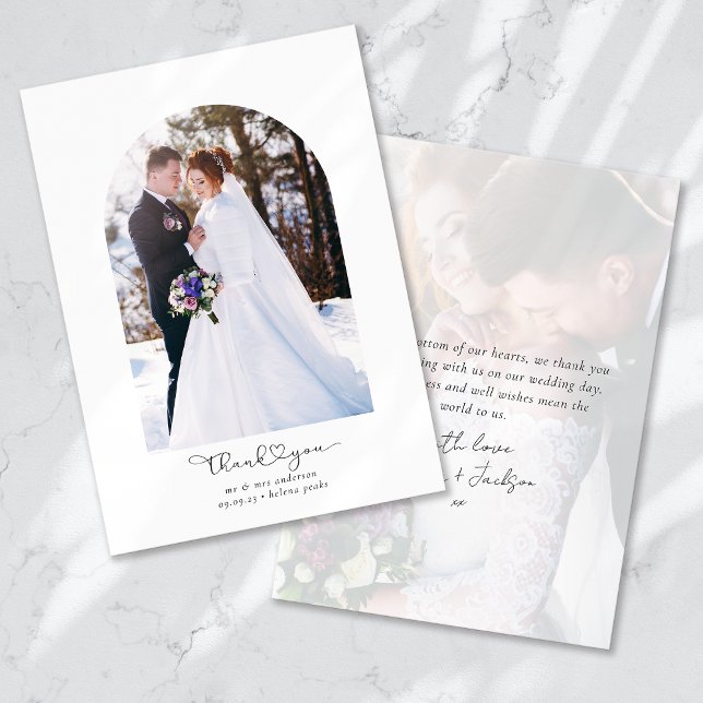 Thank You Heart Script Photo Arch Wedding Card (Creator Uploaded)