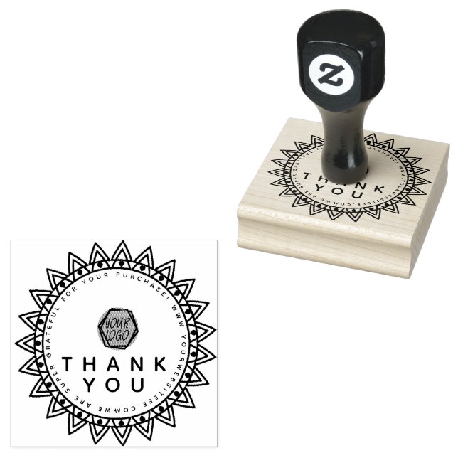 Thank You Heart Shapes  Boutique Business Logo   Rubber Stamp (Stamped)