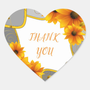 THANK YOU heart Sticker sunflowers