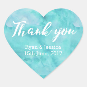 Thank you heart stickers wedding watercolor