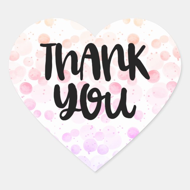 Thank you heart watercolor pastel sticker (Front)