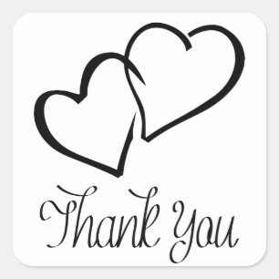 Thank You Hearts Black & White Wedding Stickers
