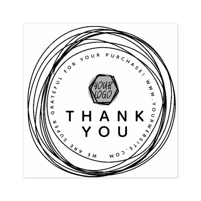 Thank You Hearts Circular Boutique Business Logo Rubber Stamp (Imprint)