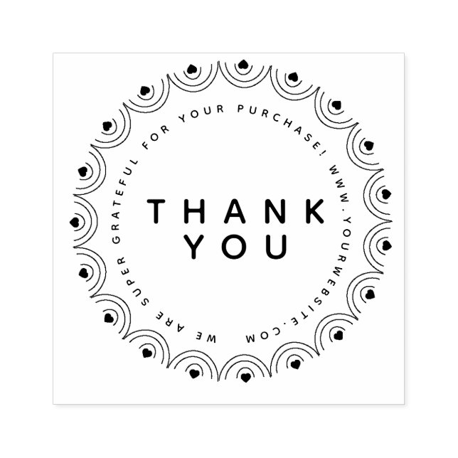 Thank You Hearts Circular Boutique Business  Rubber Stamp (Imprint)
