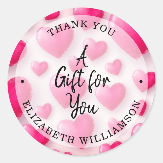 Thank You Hearts Classic Round Sticker (Front)