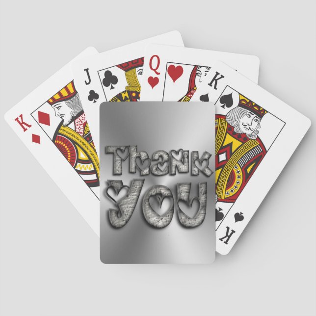 Thank You Hearts Funny Typography Playing Cards (Back)