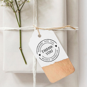 Thank You & Hearts Handmade With Love Personalised Rubber Stamp