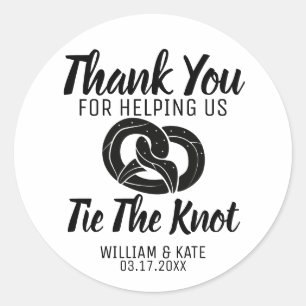 Thank You Help Tie The Knot Pretzel Wedding Favour Classic Round Sticker
