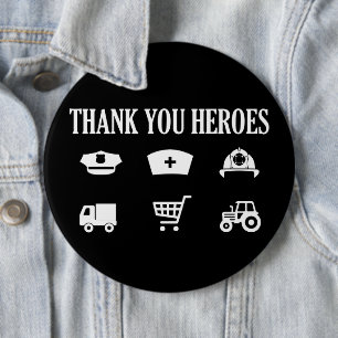 Thank You Heroes First Responders 6 Cm Round Badge