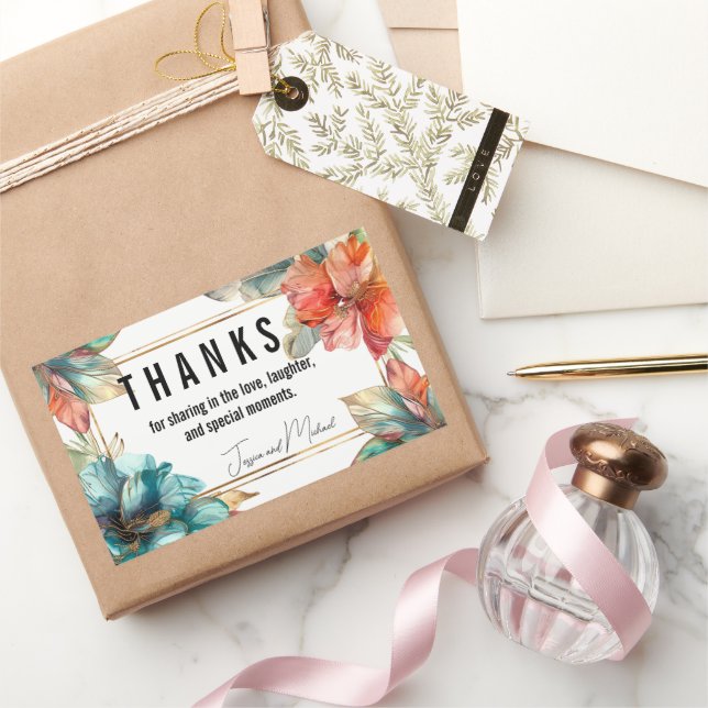 Thank you Hibiscus Serenade Paradise Rectangular Sticker (Gifting)