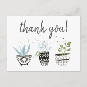 Thank you hipster cactus print postcard