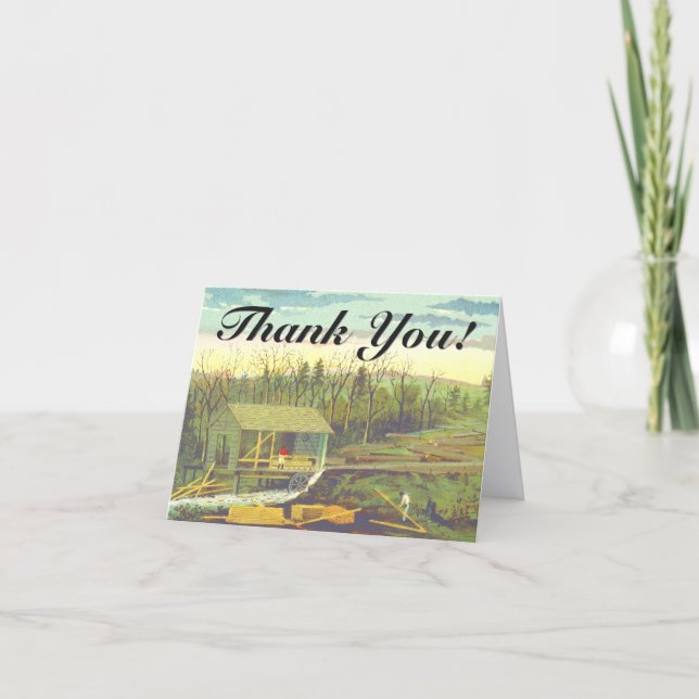 "Thank You!" + Historical Rustic Lumber Mill Card (Front)
