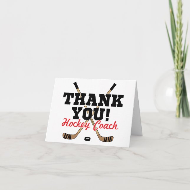 Thank You Hockey Coach Crossed Hockey Sticks Card (Front)
