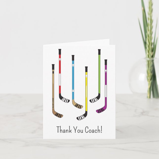 Thank You Hockey Coach Hockey Sticks Greeting Card (Front)
