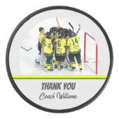 Thank You Hockey Coach Personalised Team Photo Hockey Puck (Front)