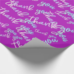 Thank You Holograph Script Mermaid Pink Fuchsia Wrapping Paper