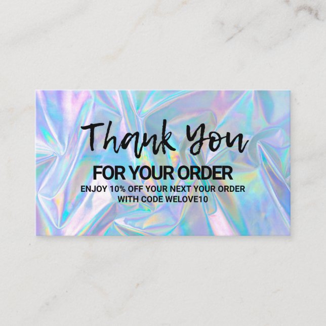 Thank you Holographic instagram Discount Business  Business Card (Front)
