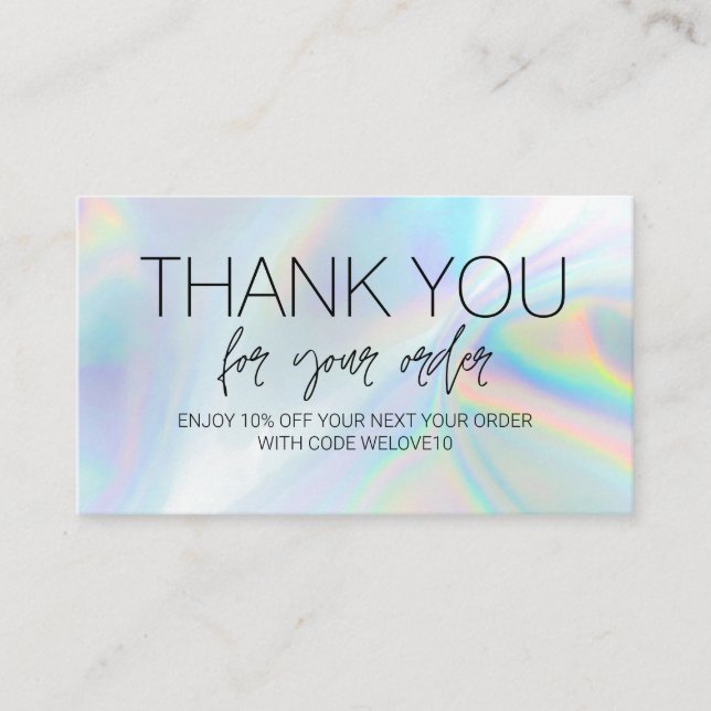 Thank you Holographic instagram Discount  Business Card (Front)