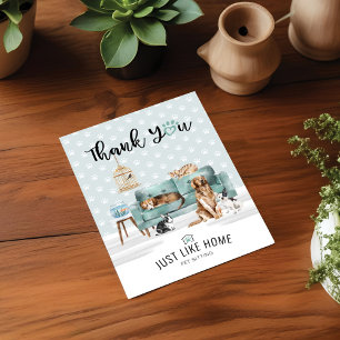 Thank You Home Pet Sitting Pet Family Green Couch Card