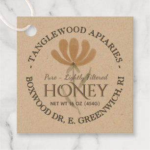 Thank You Honey Jar Tags Flower and Bees Kraft