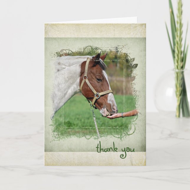 thank you horse eating alfalfa card (Front)