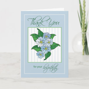 Thank You Hospitality with Blue Flowers Illustrati Card