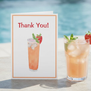 Thank You Hostess Summer Cocktail Watercolor Peach Card