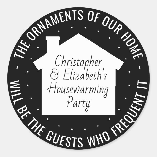 Thank You Housewarming Party Modern Home Favour Classic Round Sticker (Front)