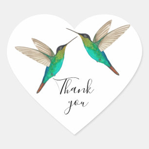 Thank You Hummingbird  Heart Sticker