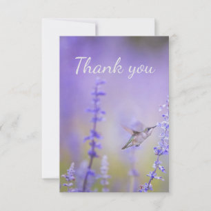 Thank You Hummingbird Lavender Flower Art Card