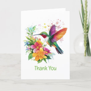 Thank You Hummingbird Tropical Flowers Card