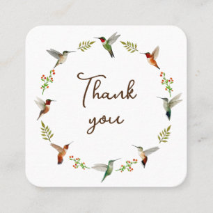 Thank you Hummingbird Wreath Square Business Card