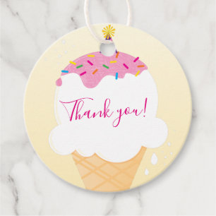 THANK YOU ice cream cone sprinkles colours yellow Favour Tags