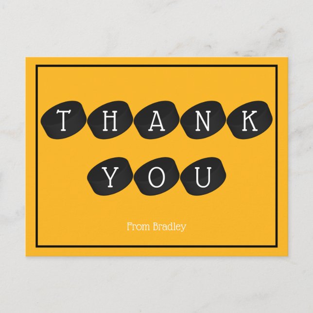 Thank You Ice Hockey Puck Custom Personalised Postcard (Front)