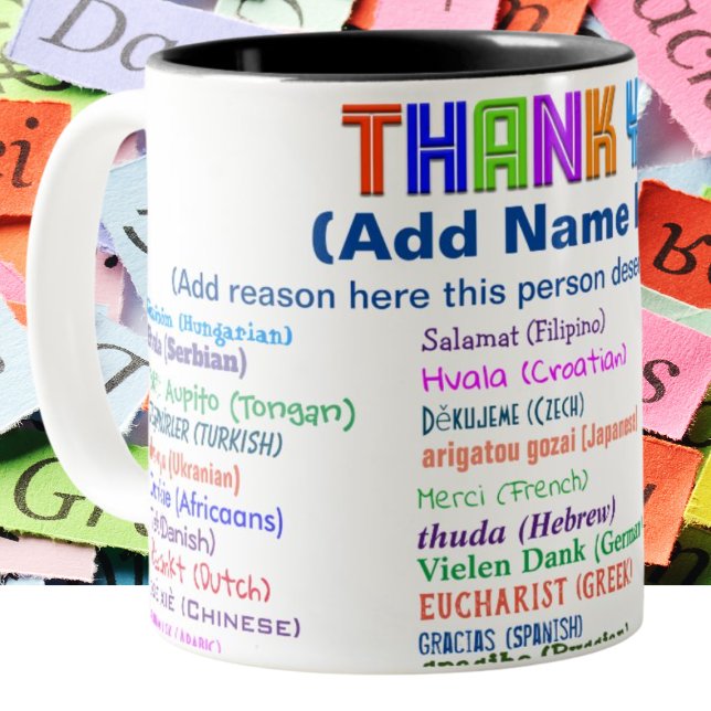  Thank You in 30 Languages Two-Tone Coffee Mug (Creator Uploaded)