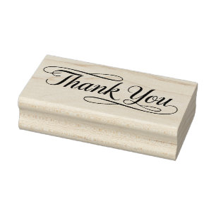 Thank You in Black Lines Silhouette Rubber Stamp