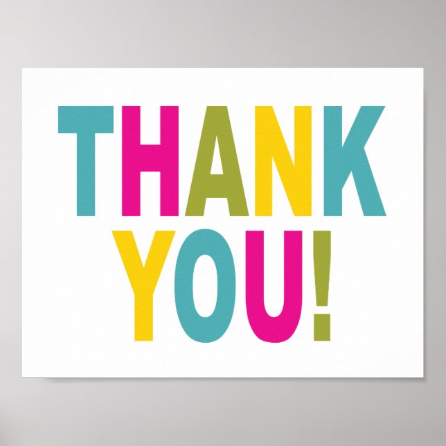 Thank You in bright colours Poster (Front)