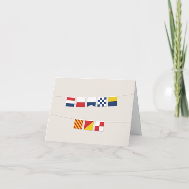 THANK YOU in Colourful Nautical Flags Card (Front)