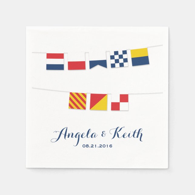 THANK YOU in Colourful Nautical Flags Napkin (Front)