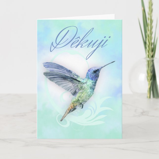 Thank You In Czech - Watercolor Hummingbird Print (Front)