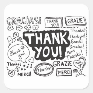 Thank You In Different Languages Square Sticker