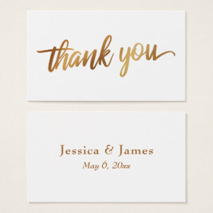 Thank You in Faux Smooth Gold Script Wedding Favou